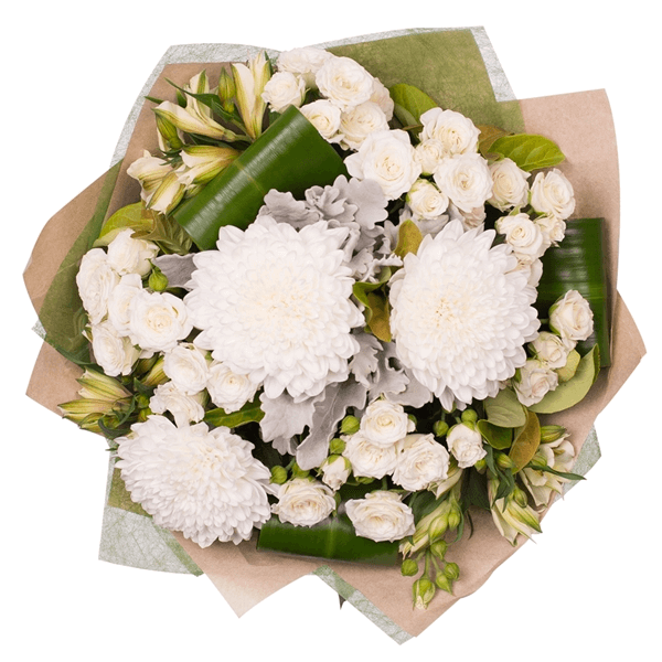 Buquê de Flores Elegante em Branco e Verde