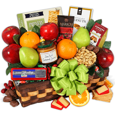 Cesta de Presente Frutas e Guloseimas