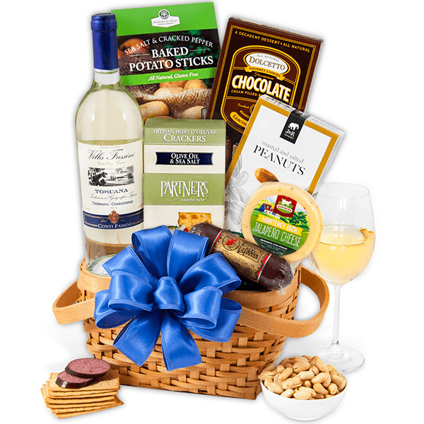 Cesta de Presente com Vinho Branco