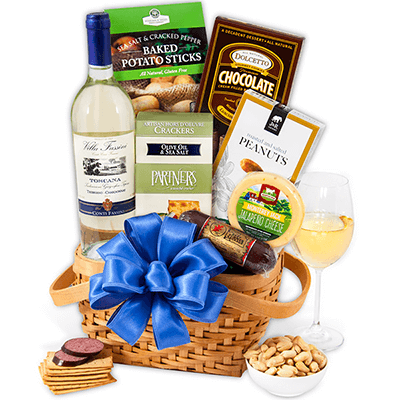 Cesta de Presente com Vinho Branco